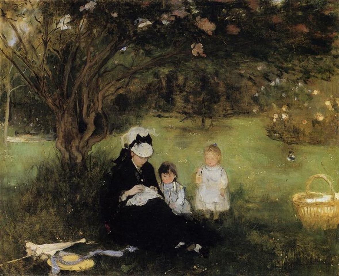 Beneath the Lilac at Maurecourt - Berthe Morisot 1874