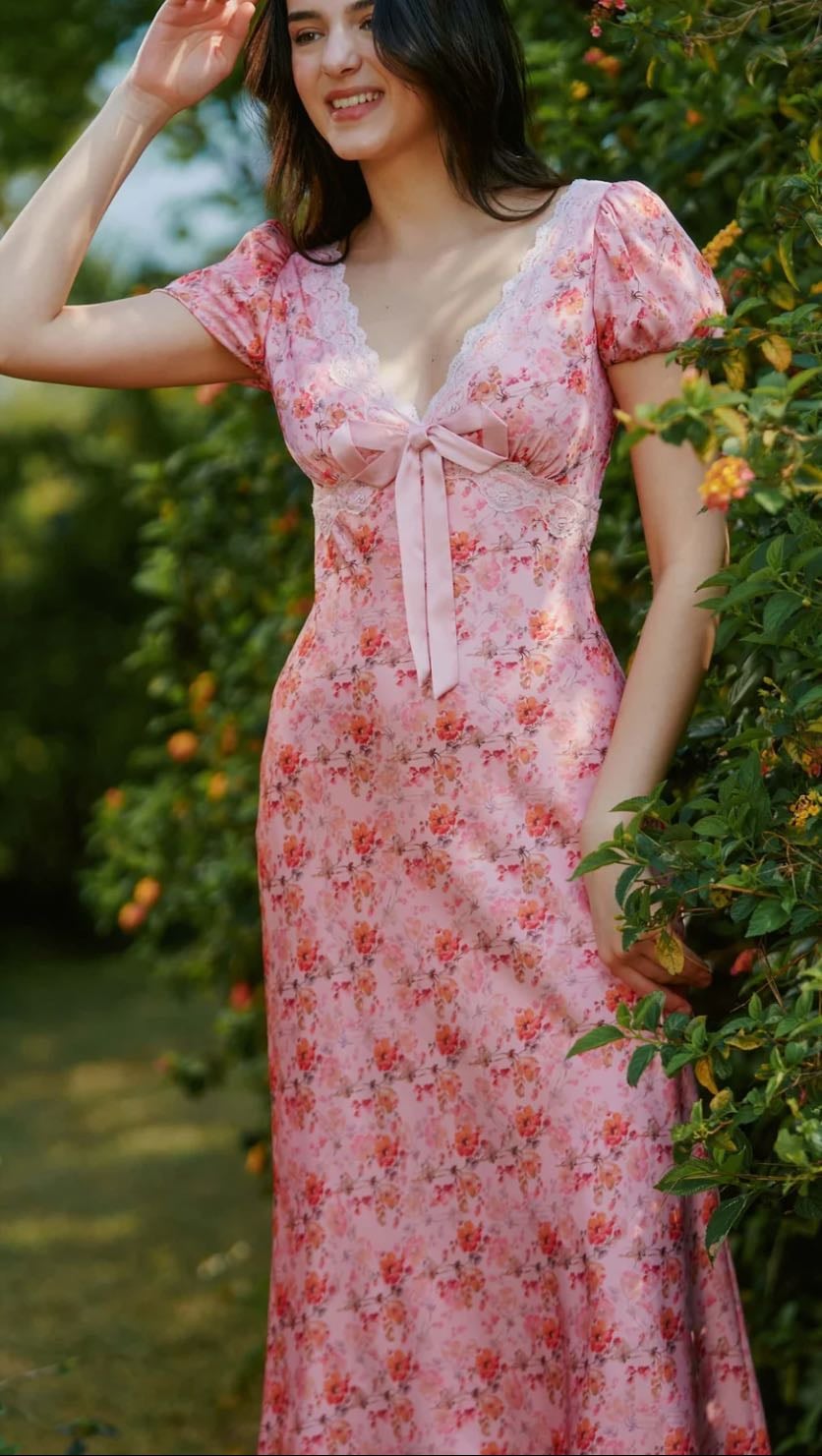 Vienna Satin Floral Lace Maxi Dress - Lait Collection