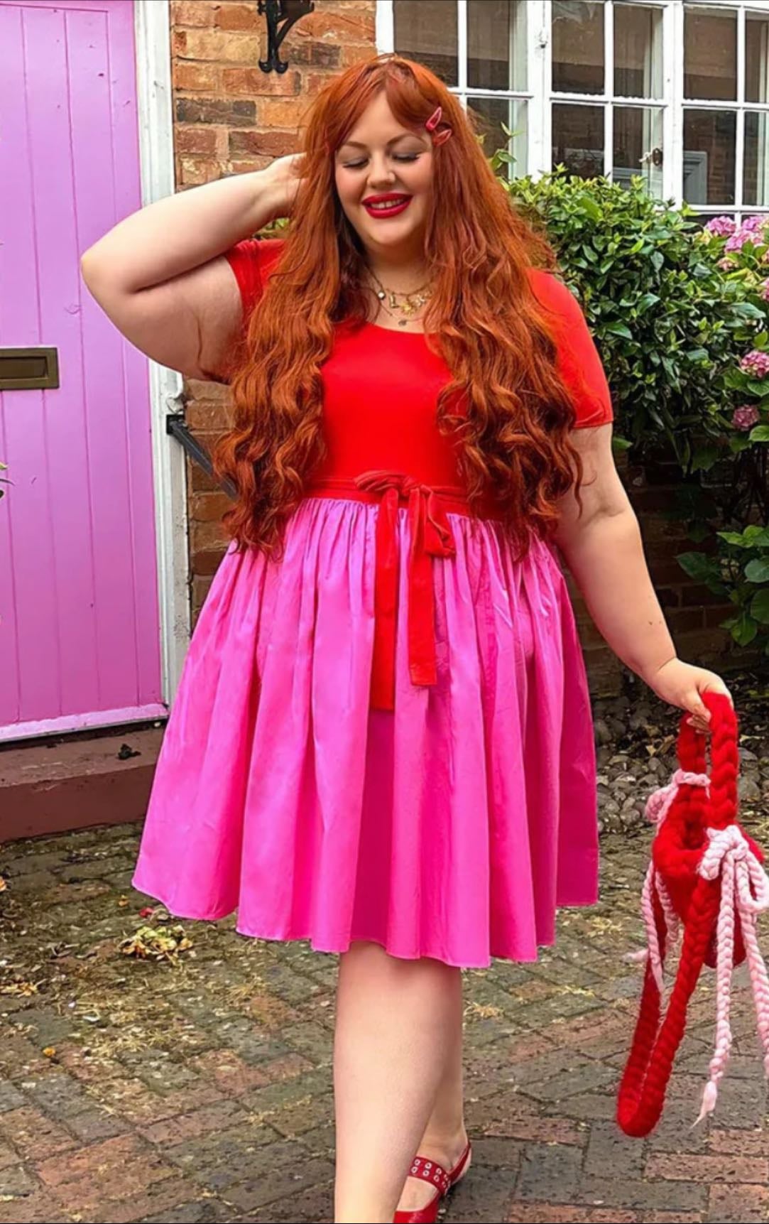 Poplin tee dress - sangria/pink lady