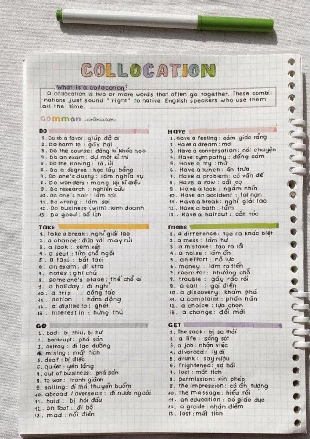 Vocabulary journal