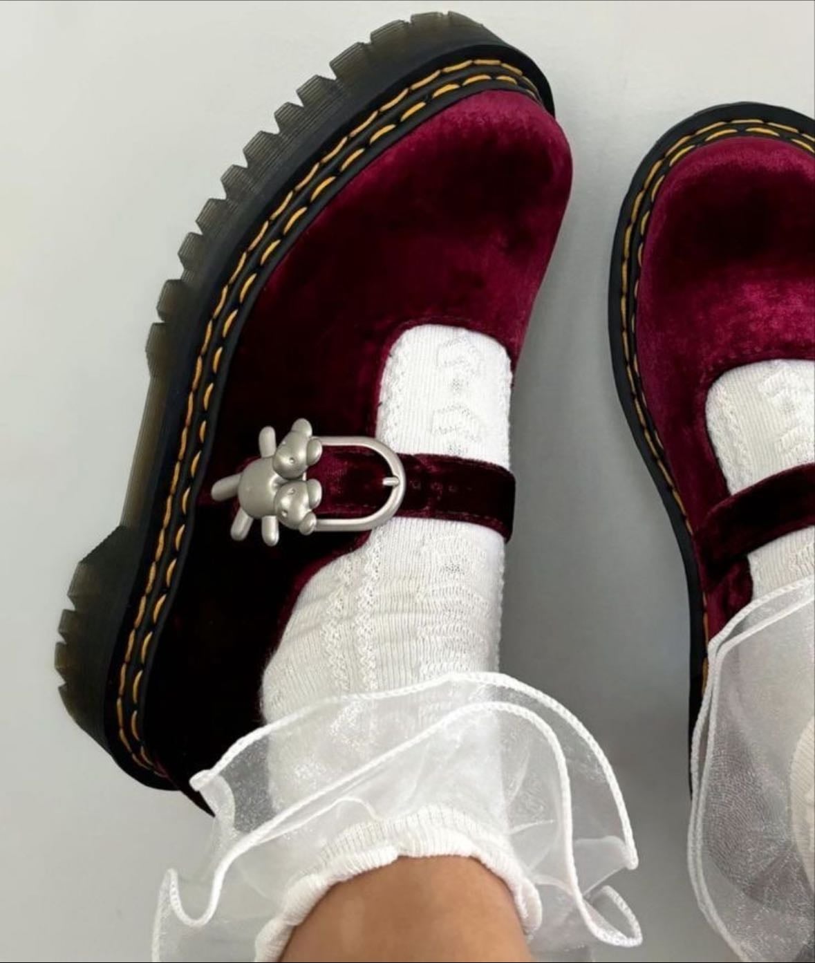 Heaven by Marc Jacobs Dr. Martens Addina DS Bex in Cherry Red Velvet - Dr. Martens