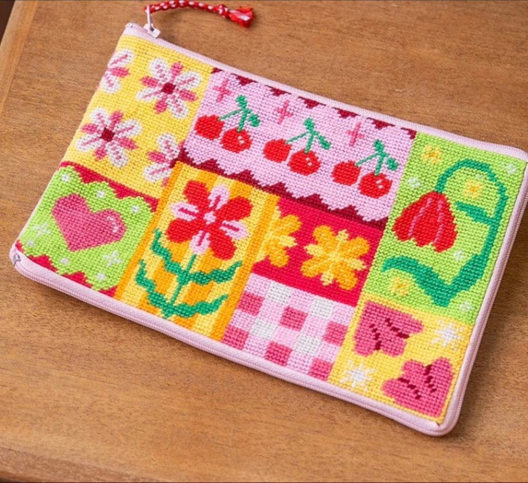 Patchwork party needlepoint pouch kit - Craft Club Co