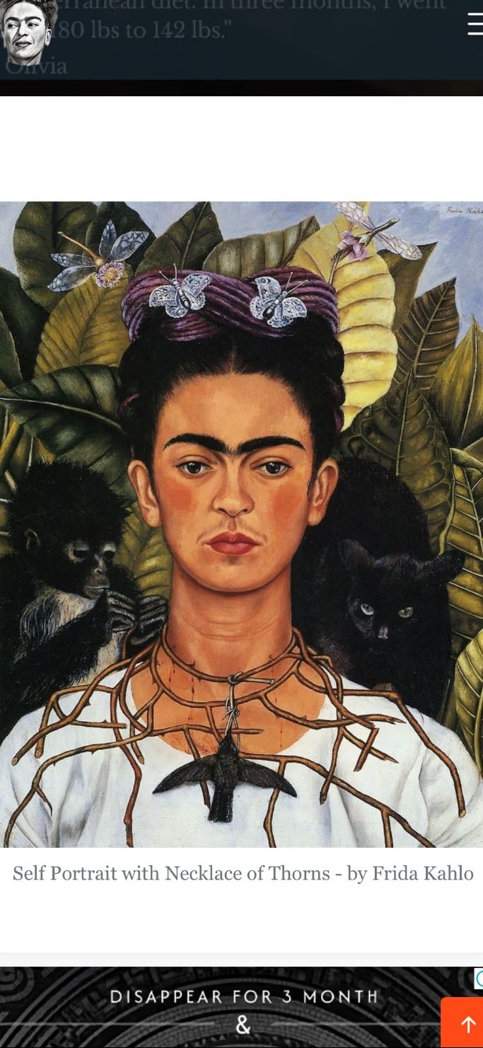 Self Portrait with Necklace of Thorns - Frida Kahlo