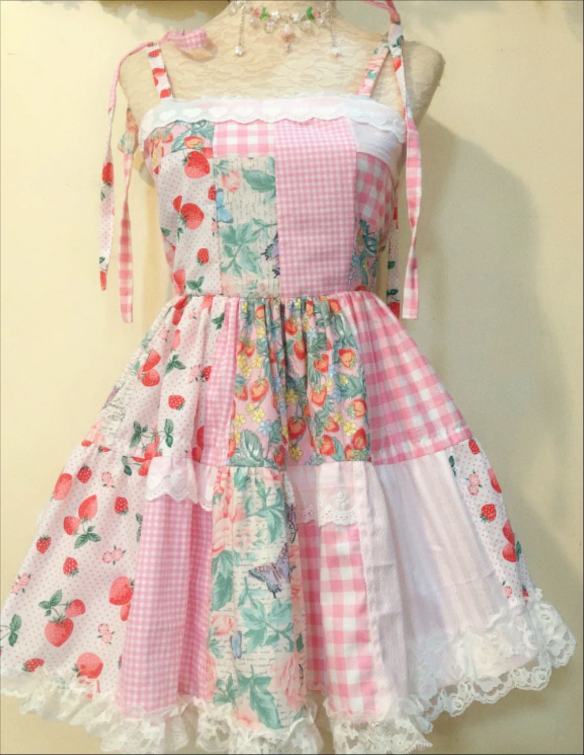 Pink Floral Patchwork Handmade Dress - Dolly Kaye
