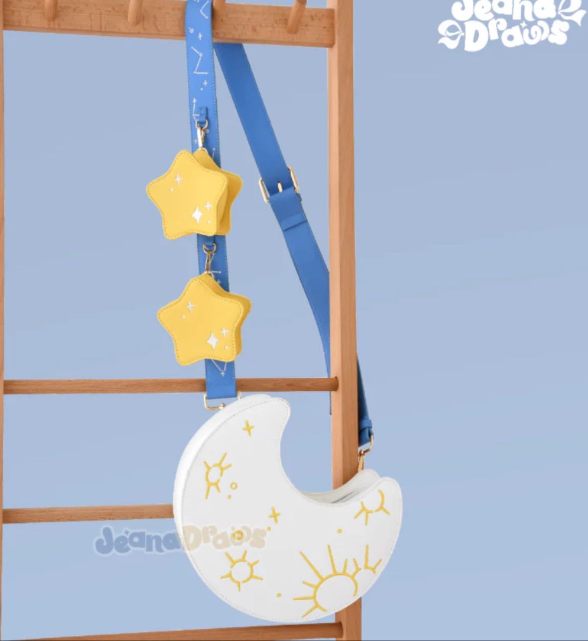 Moon and stars dangle bag set - JeanaDraws