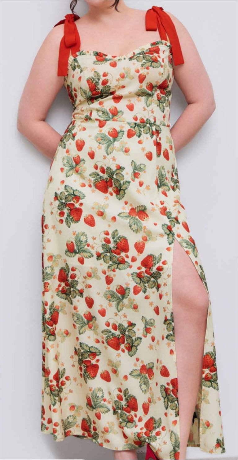 Floral Knotted Split Midi Dress - Cider
