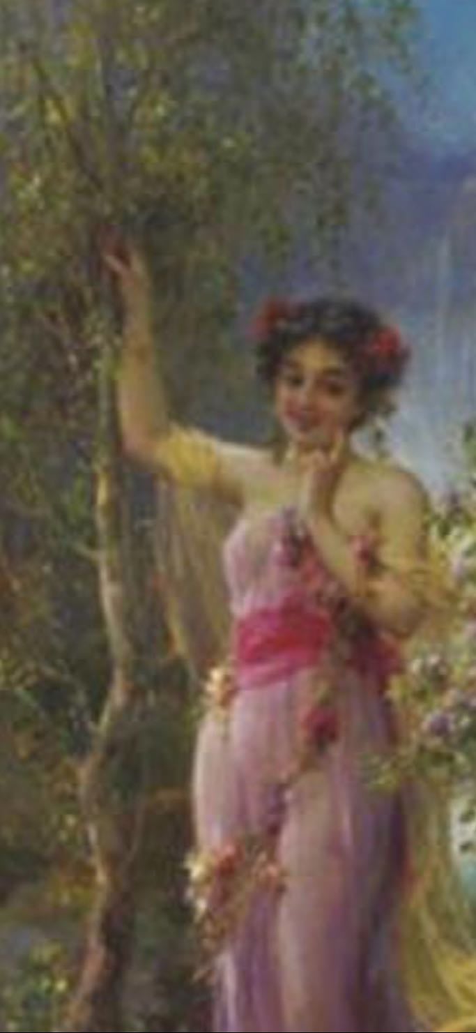Girls With Garlands of Flowers - Hans Zatzka