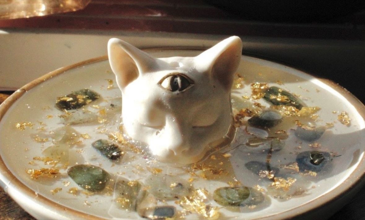 Third eye cat crystal incense holder - TaurusTwinsCreations