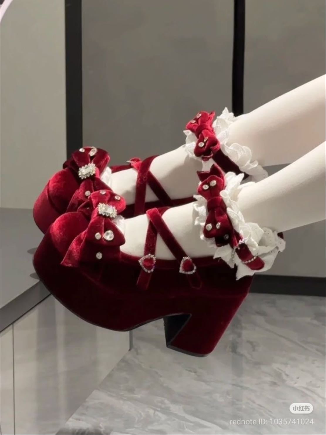 Red velvet Mary Janes
