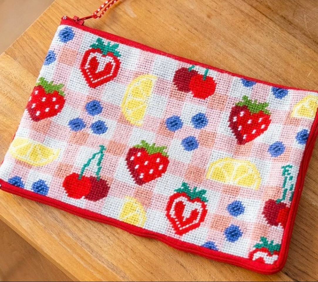 Fruit market needlepoint pouch kit - Craft Club Co