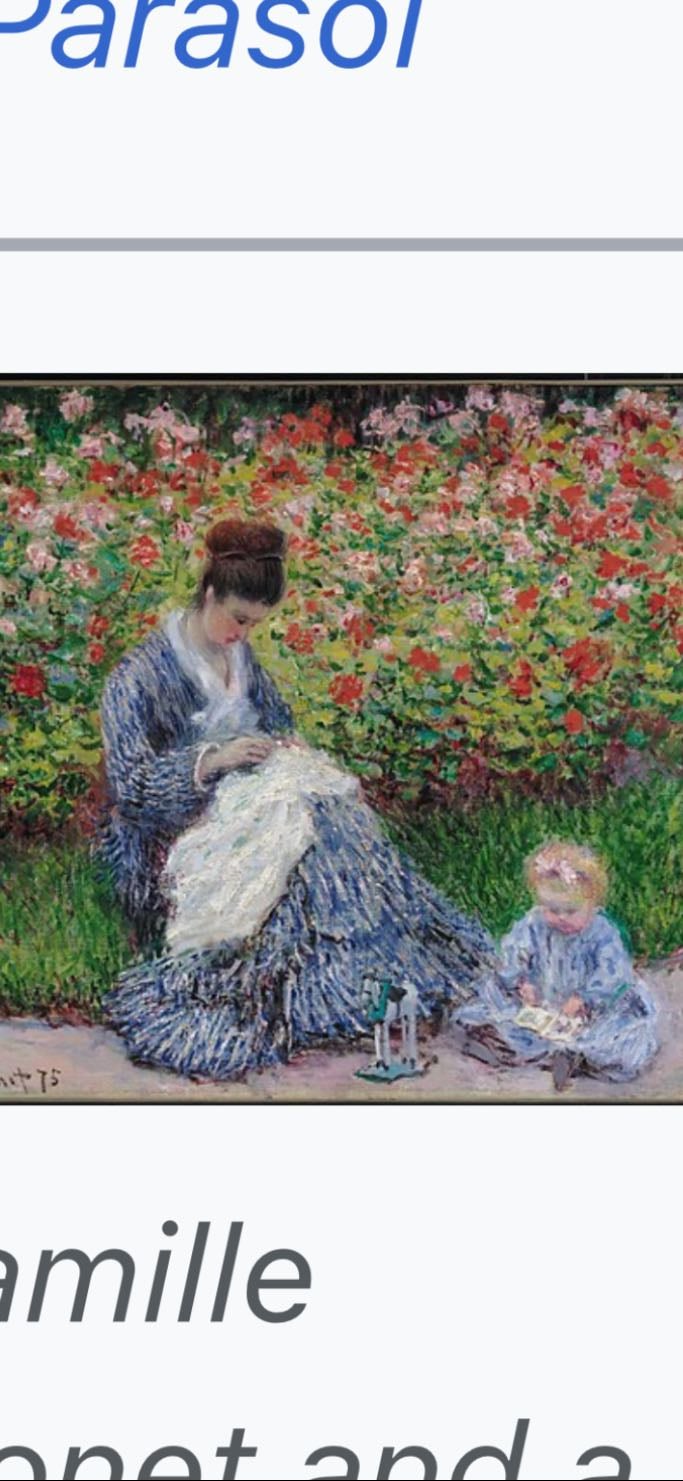 Camille Monet and a Child in the Artist's Garden in Argenteuil - Claude Monet