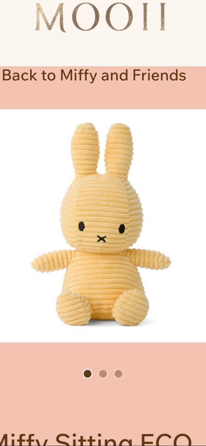 Miffy Sitting ECO Corduroy Buttercream