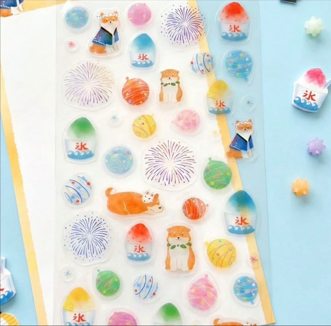 Furukawashiko Stickers - Limited Summer Edition - Shiba Fireworks - Kawaii Pen Shop