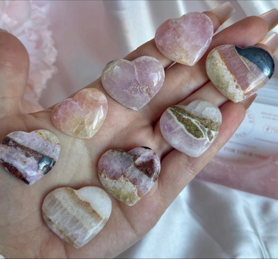 Pink aragonite heart - wisdomgracewitches