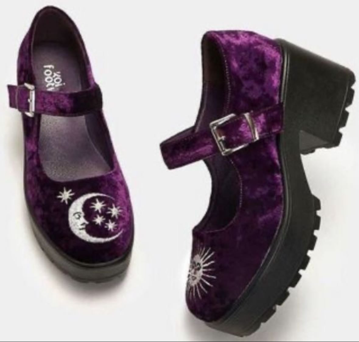 Purple velvet celestail Mary Janes - KOI Footwear