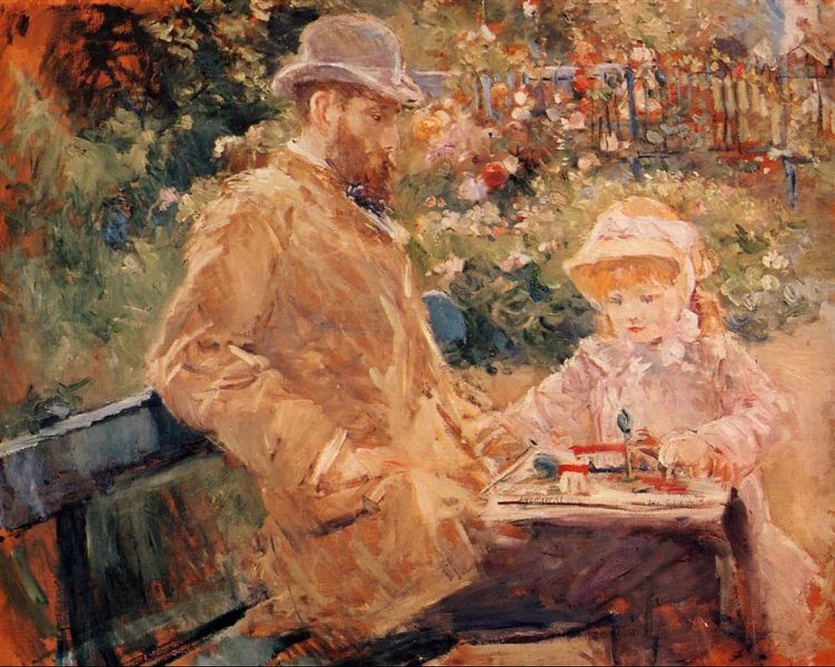 Eugene Manet with his Daughter at Bougival - Berthe Morisot c. 1881