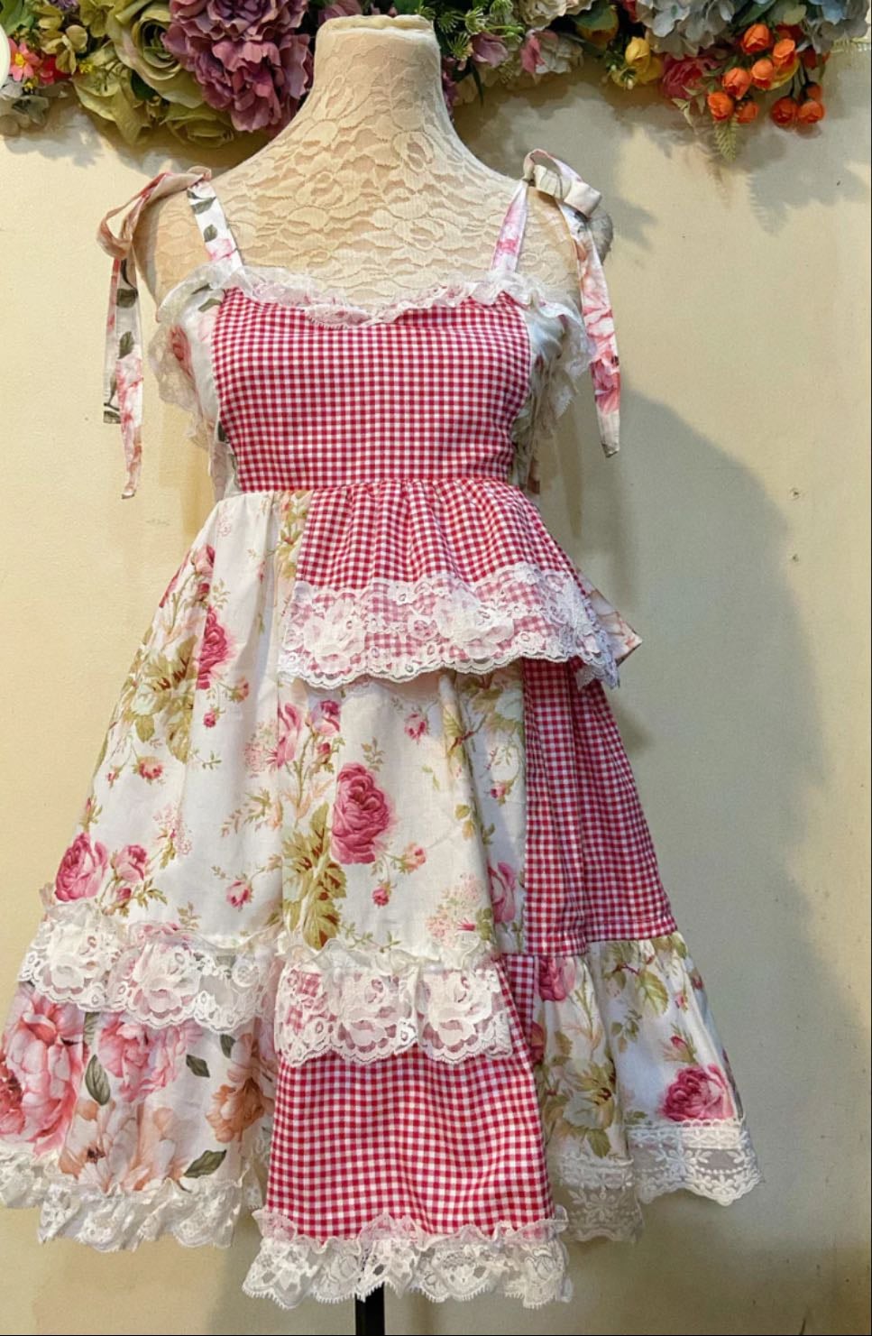 Dainty Rose Garden Patchwork Handmade Dress - Dolly Kaye