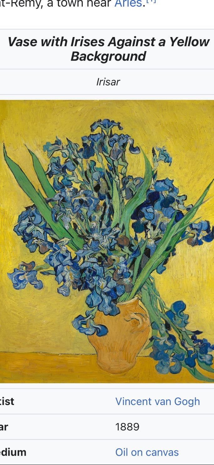Still Life: Vase with Irises Against a Yellow Background - Vincent Van Gogh
