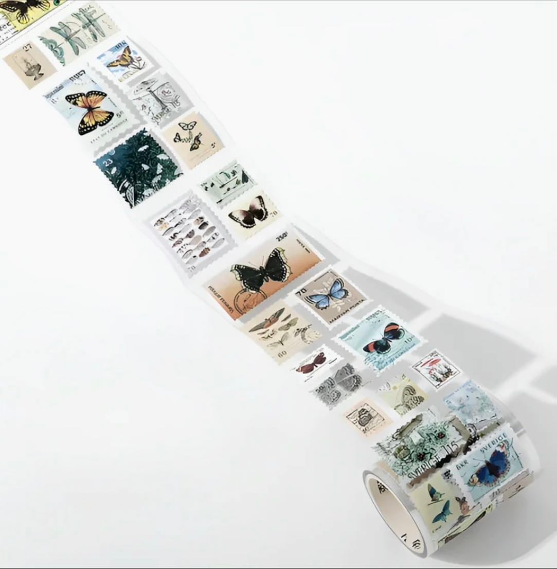 Vintage Nature Post Office Stamp Washi Sticker Roll - Kawaii Pen Shop