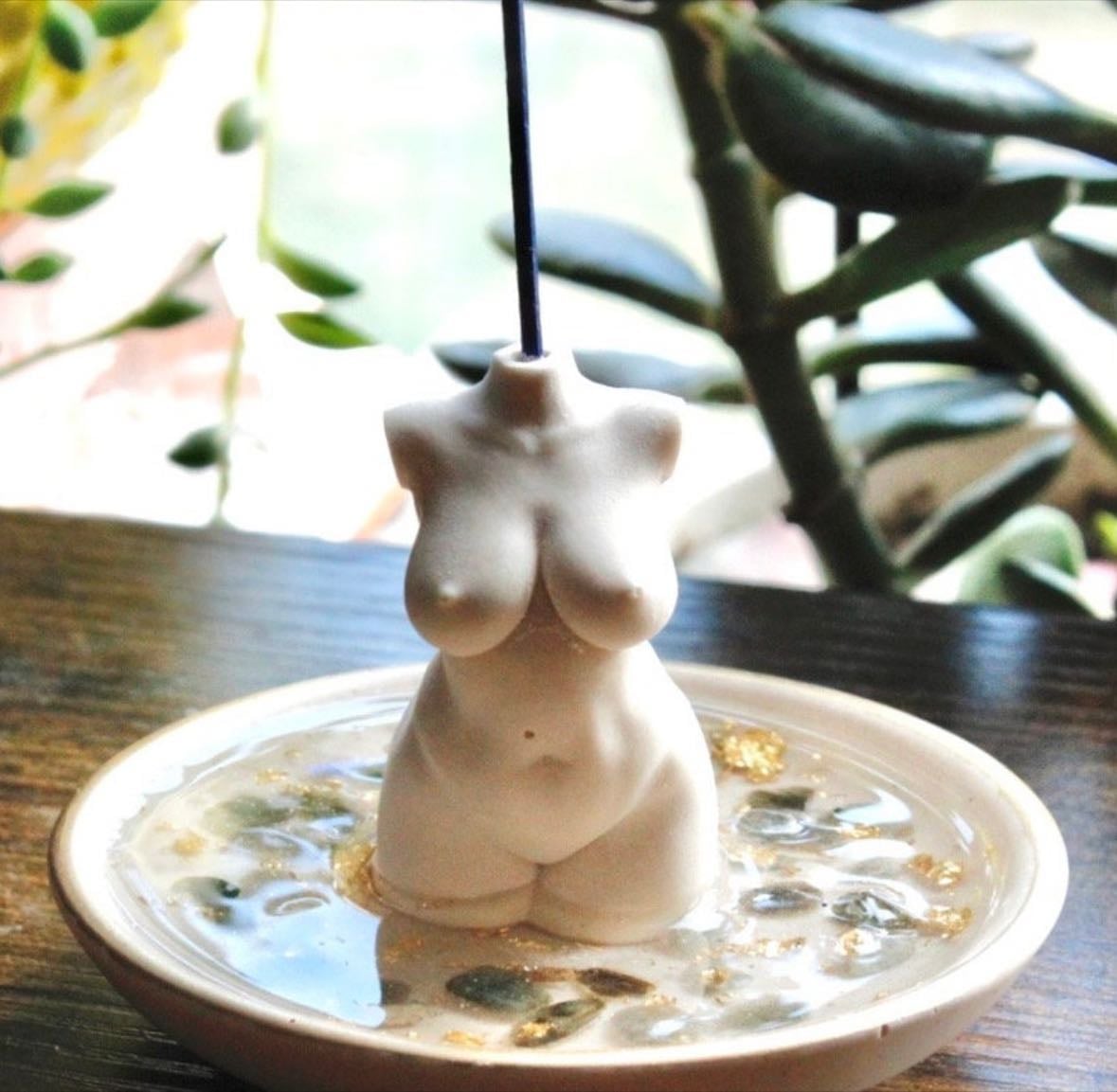 Goddess crystal incense holder - TaurusTwinsCreations