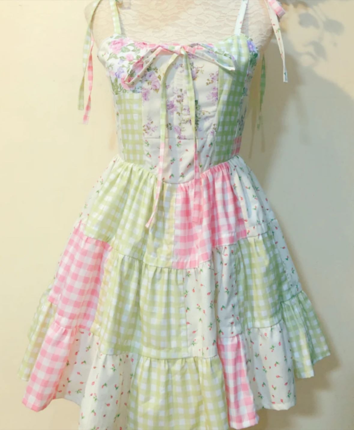 Picnic At the Fields Corset Patchwork Handmade Dress - Dolly Kaye