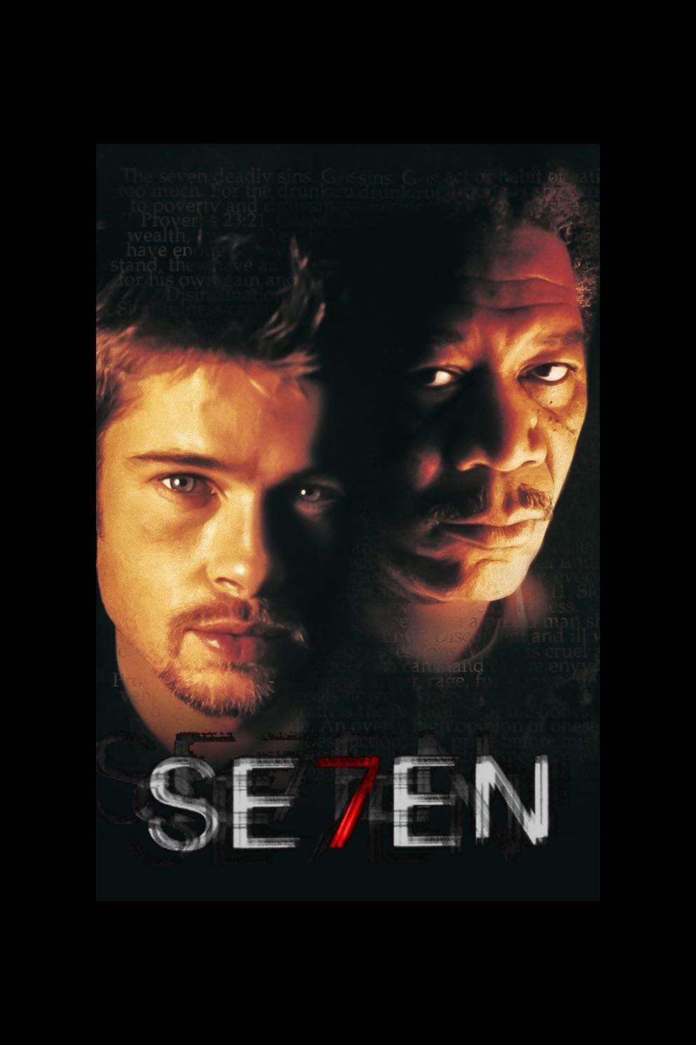 Se7en (1995) - A 1995 American crime thriller film directed by David Fincher and written by Andrew Kevin Walker. It stars Brad Pitt and Morgan Freeman, with Gwyneth Paltrow and John C. McGinley in supporting roles.
