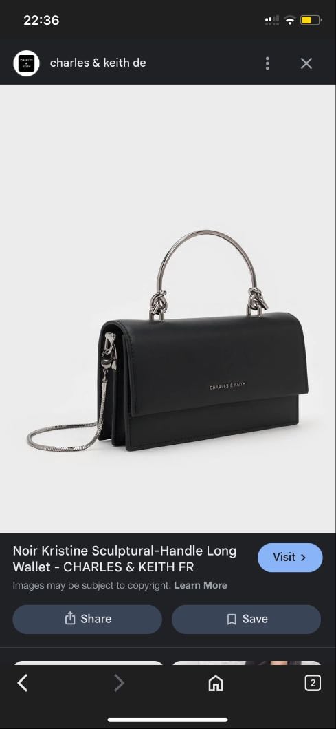 Kristine Sculptural Handle-Long Wallet Noir - 85.00€