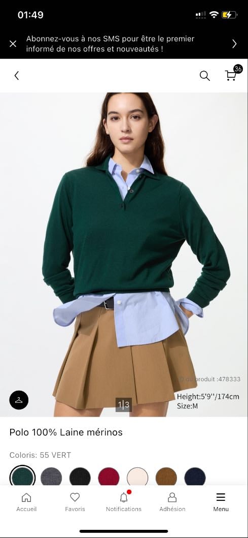 Polo 100% laine mérinos | Vert - 39.90€