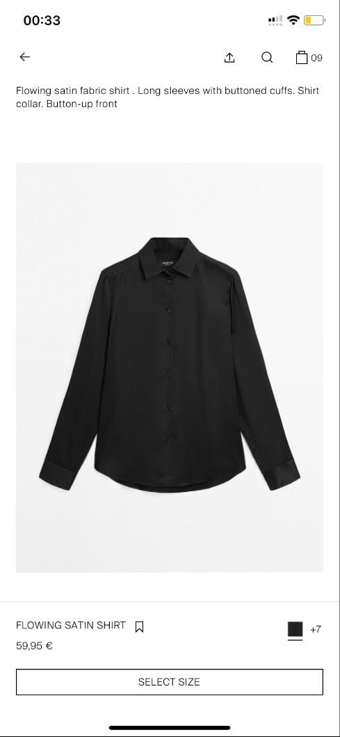 Flowing Satin Shirt Black - 59.95€