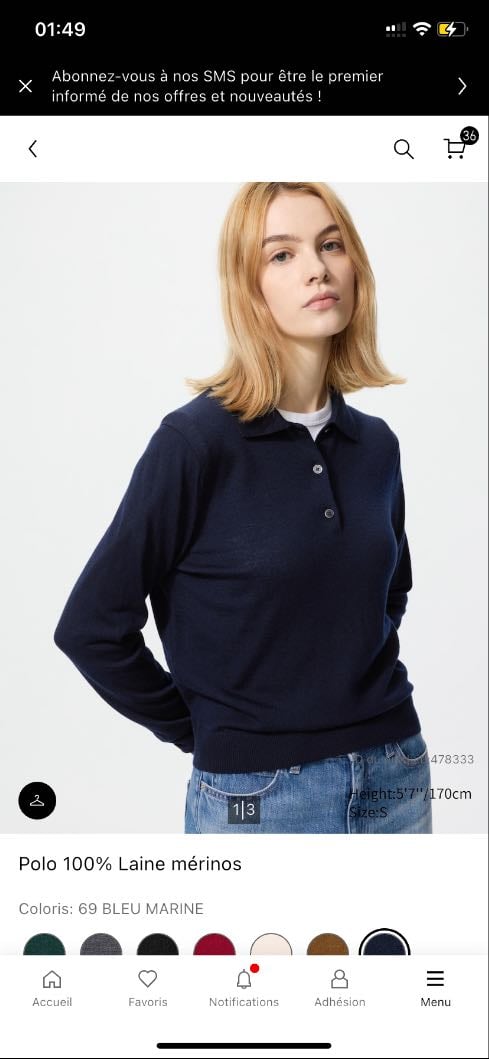 Polo 100% laine mérinos | Bleu Marine - 39.90€