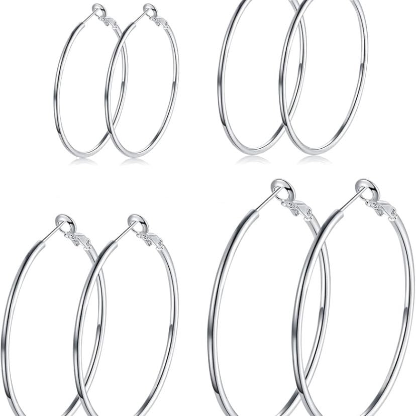 Aro plateado grande aretes