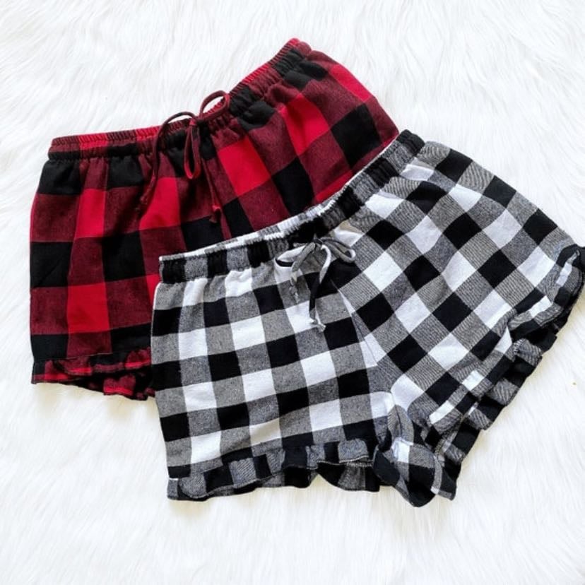 Pantalon de cuadros negro y rojo