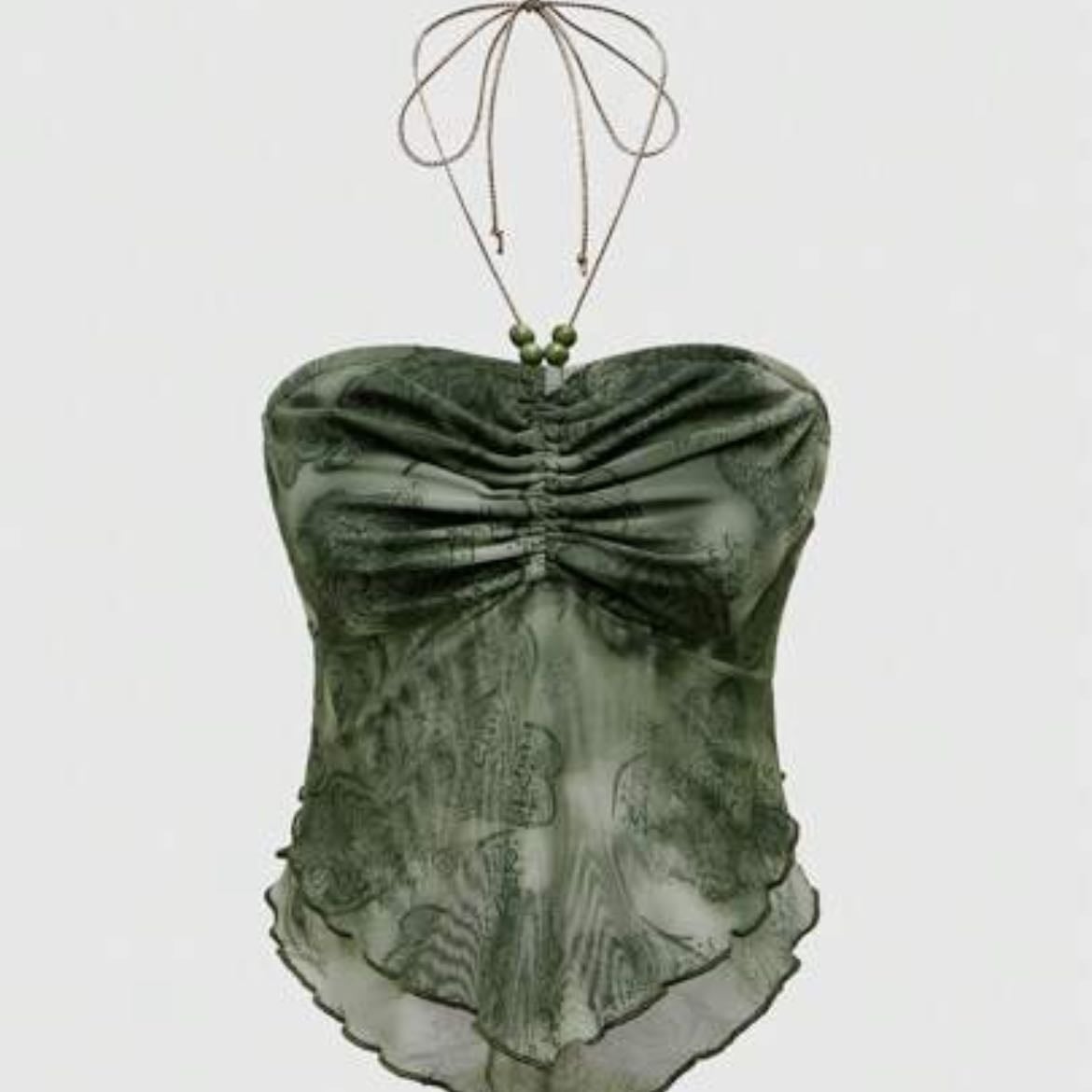 top verde con tiras en el cuello - 34727070