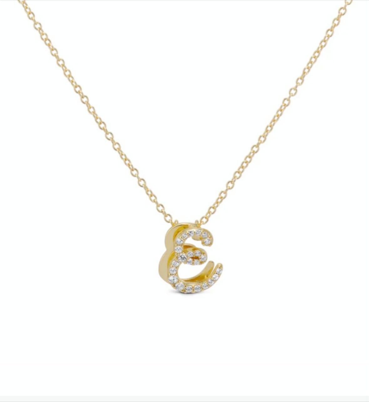ICED BABY SCRIPT LETTER NECKLACE - ep jewels