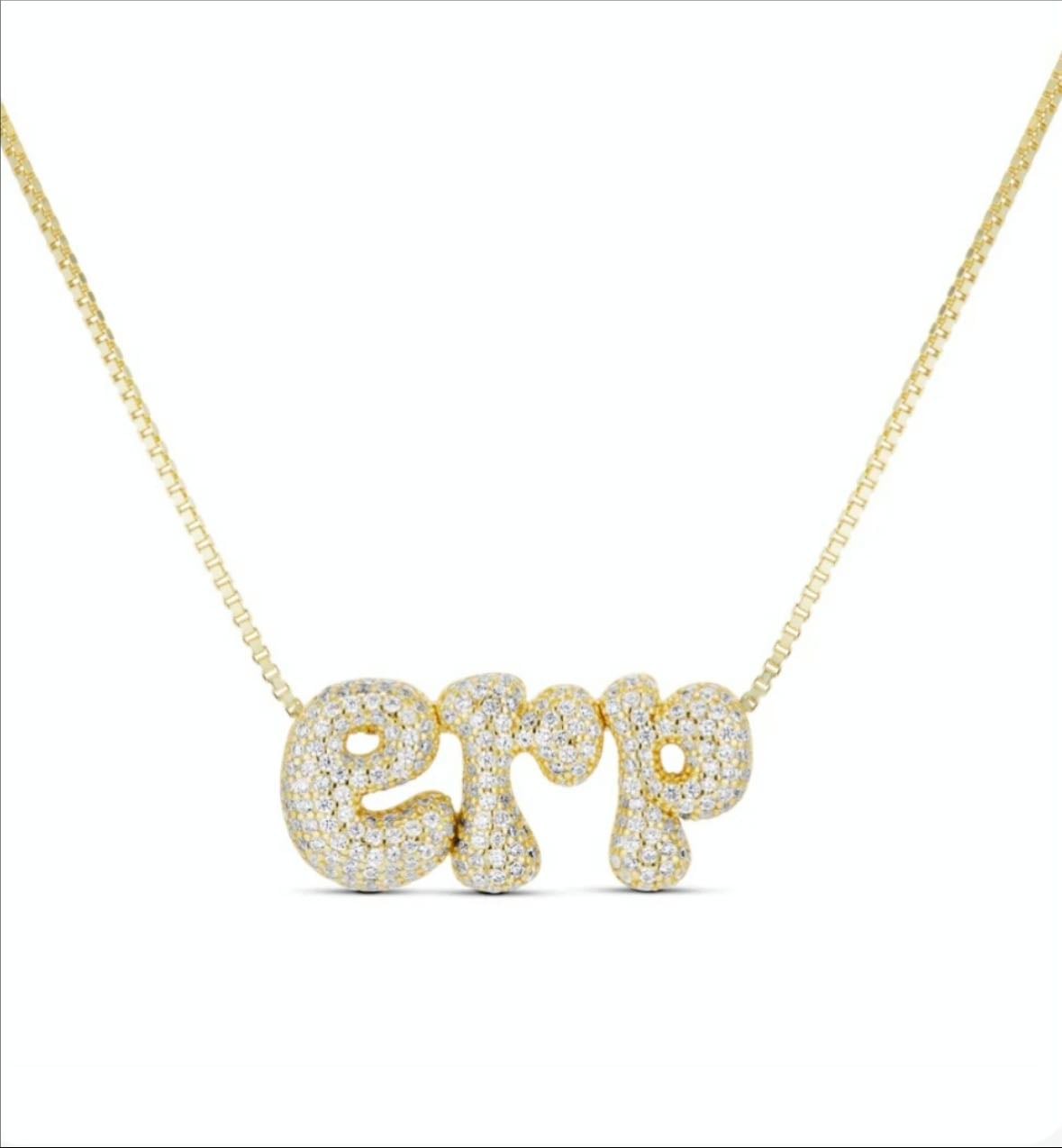ICED JUMBO INITIALS NECKLACE - ep jewels