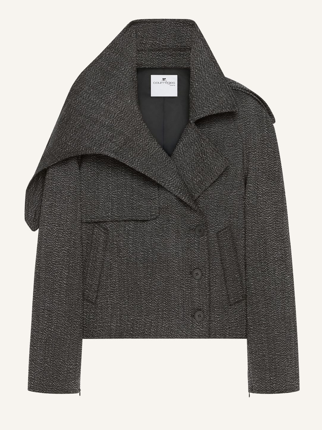 OBLIQUE CAVIAR WOOL COAT - Courreges