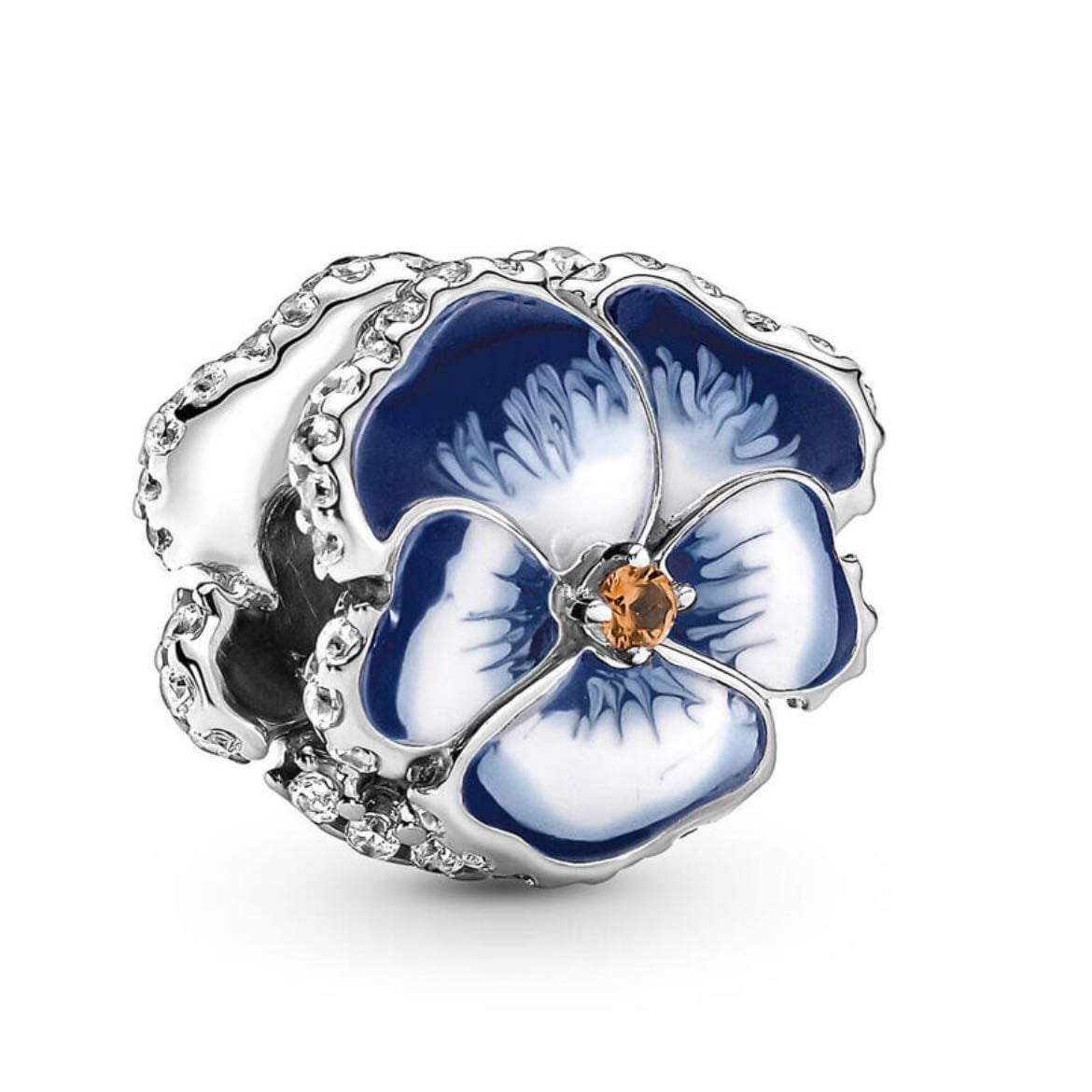 Pandora charm - Blue pansy flower