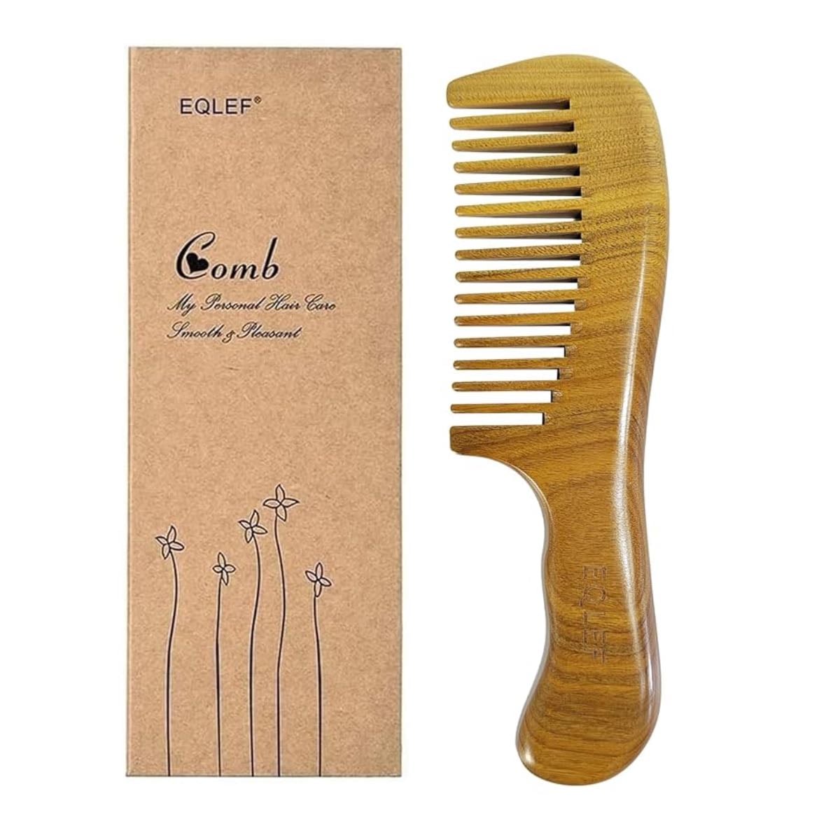 green sandalwood wide tooth comb - Eqlef