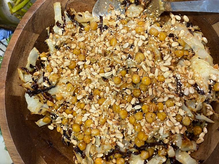 Shredded cabbage with charred lemon dressing