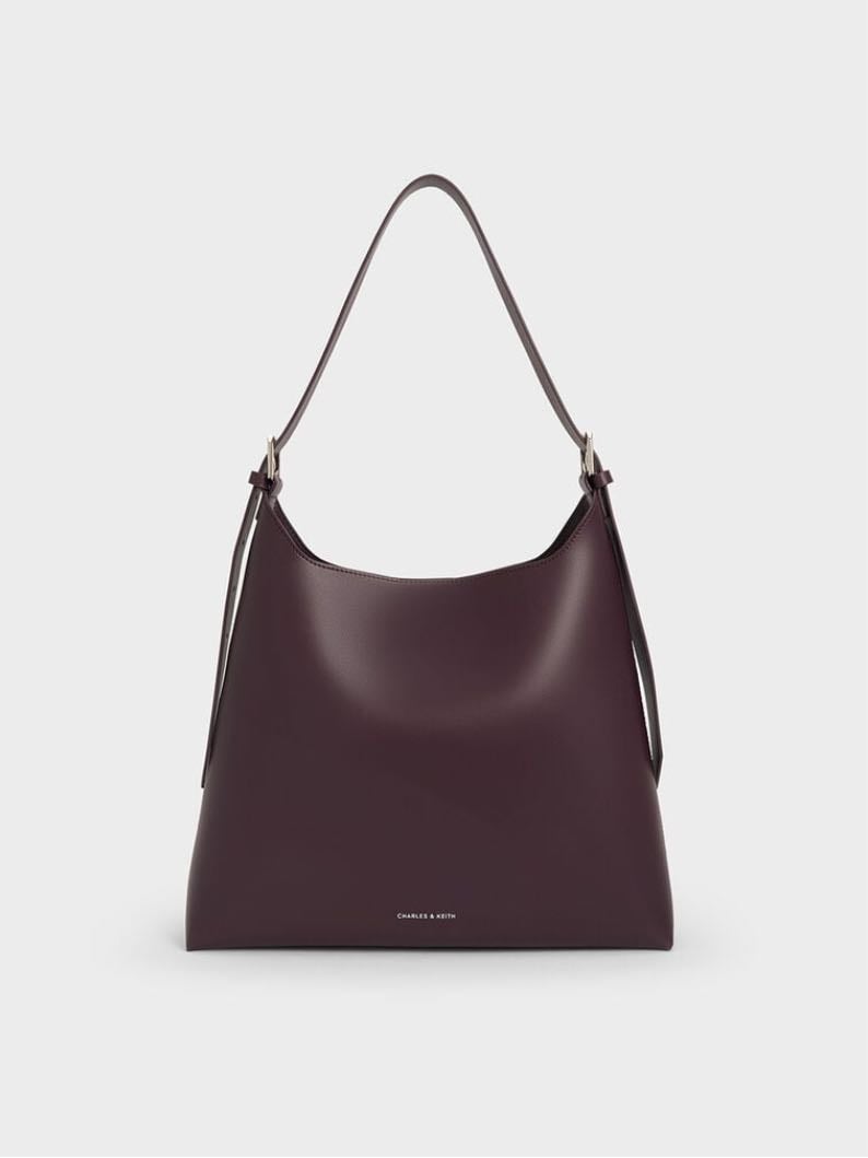 charles and keith burgundy tote