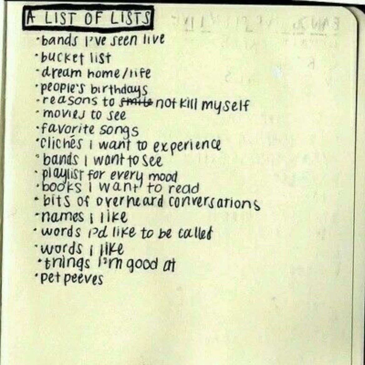 lists - making lists and checking off tasks that i've completed and seeing my organized thoughts