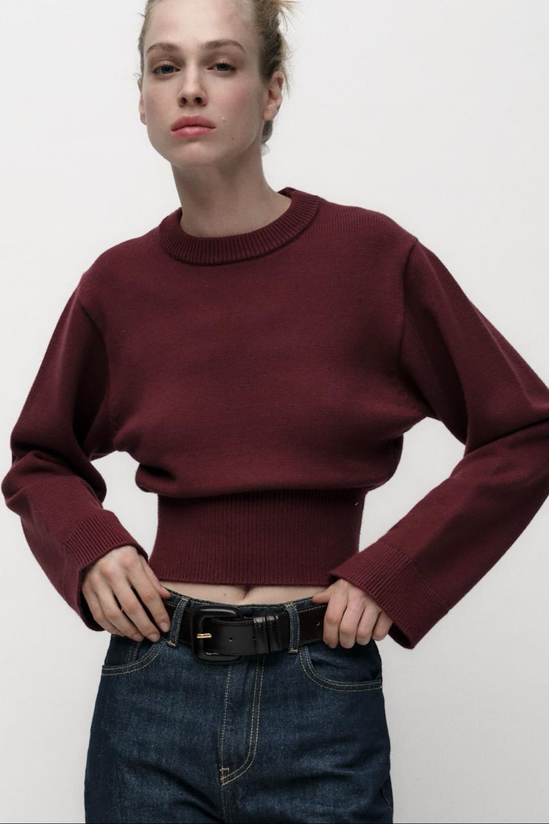 KNIT SWEATER WITH LOOSE-FIT SLEEVE