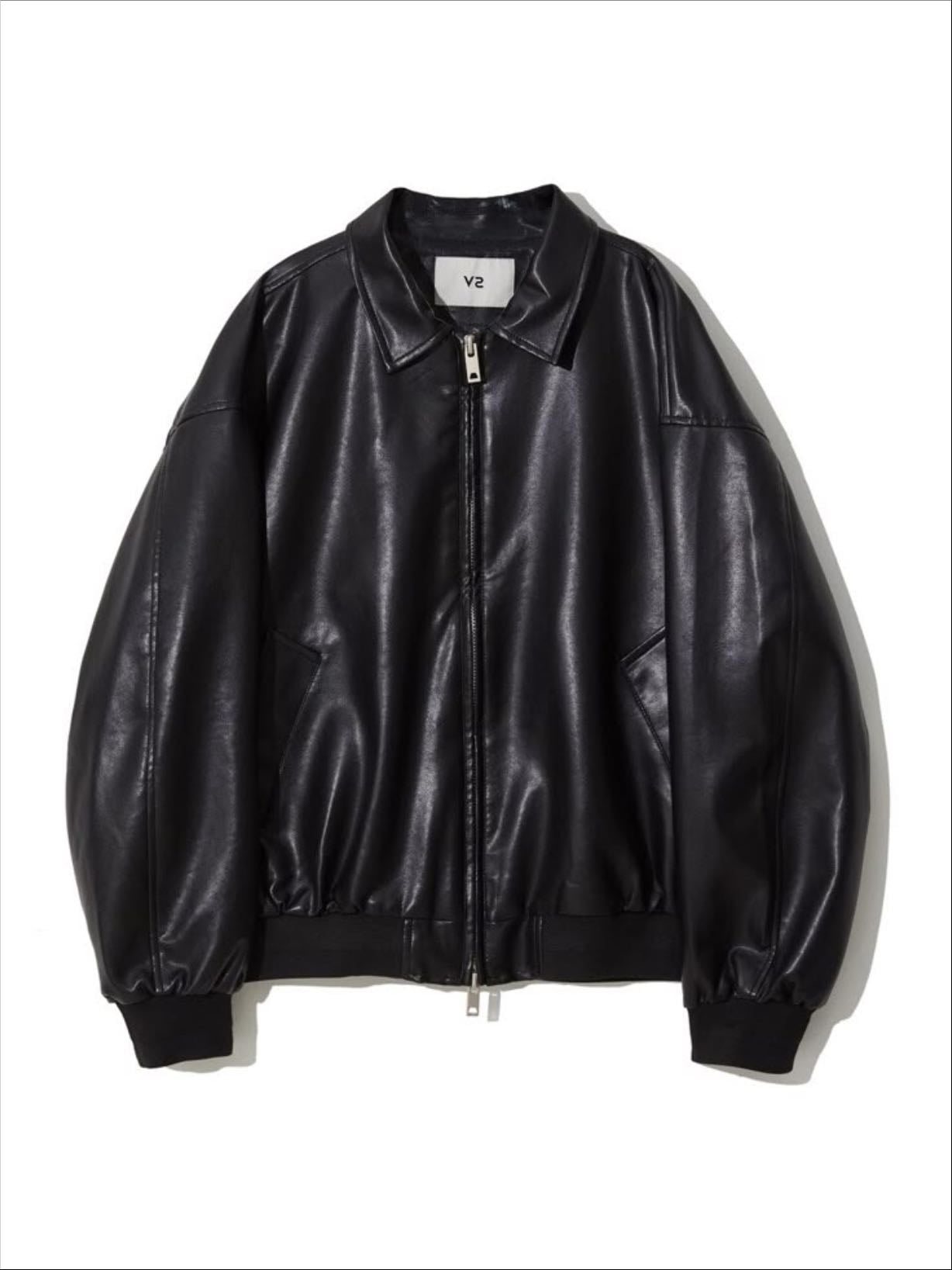 Oversized Vegan Leather Jumper Black