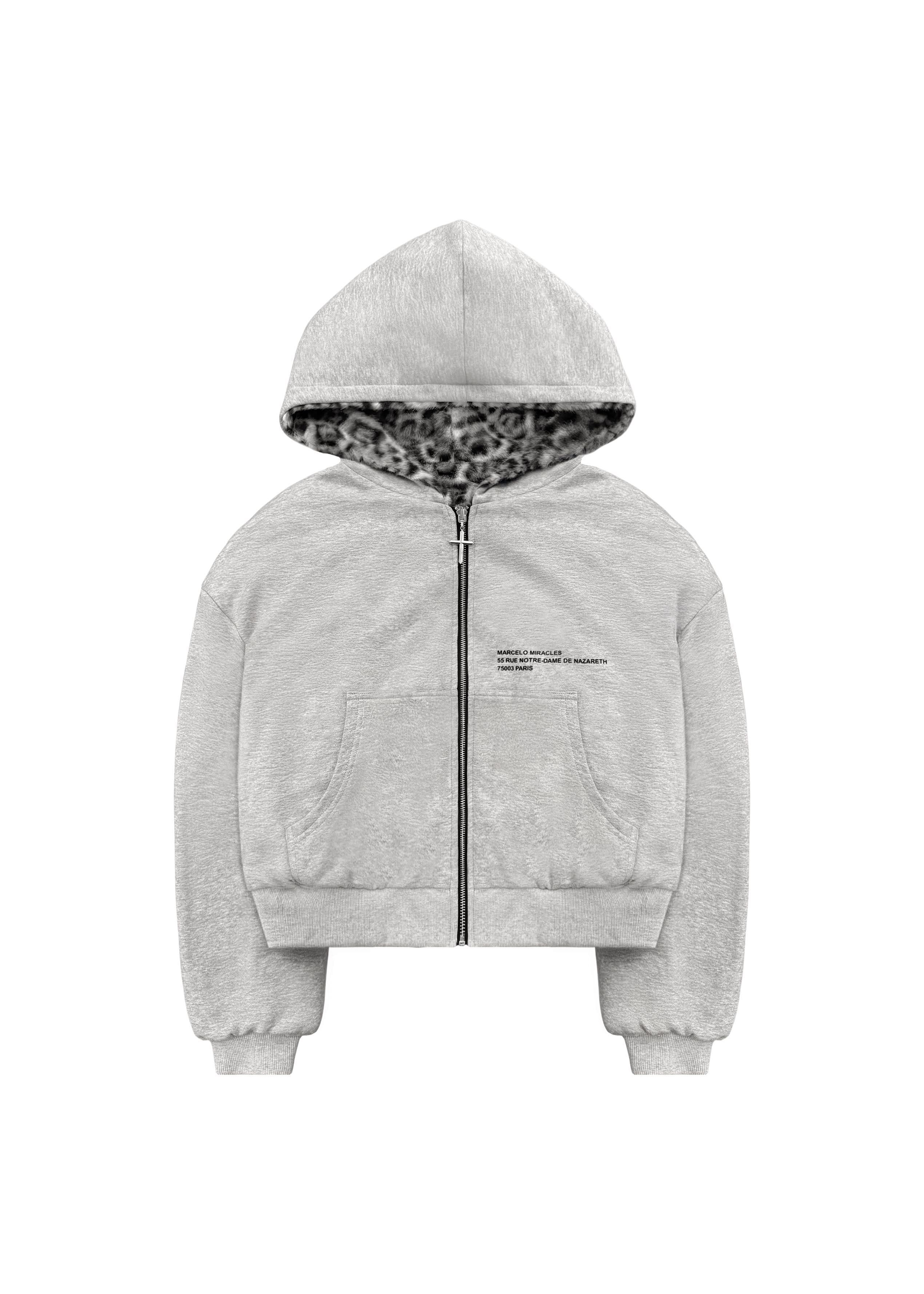 REVERSIBLE FUR ZIP HOODIE in GREY - marcelo miracles