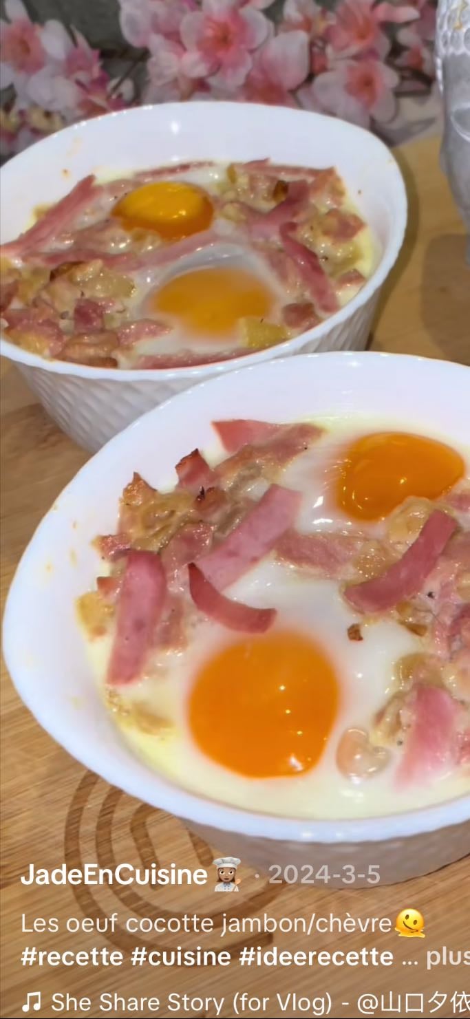 Œufs cocotte jambon chèvre