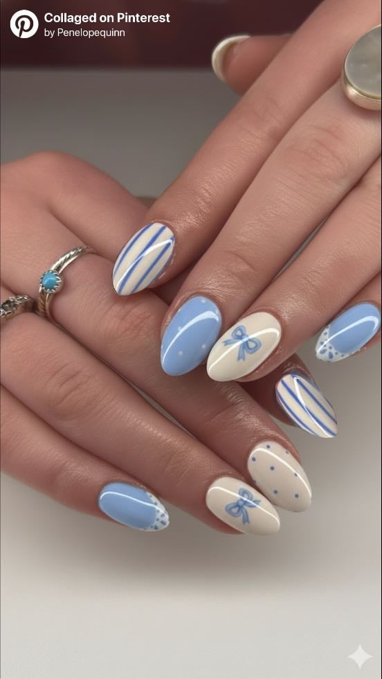 Blue and yellow nails