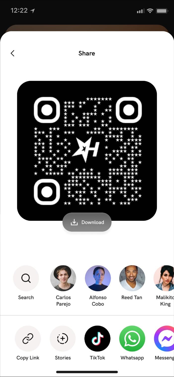 Share QR code - Link to your favorite list, item or user