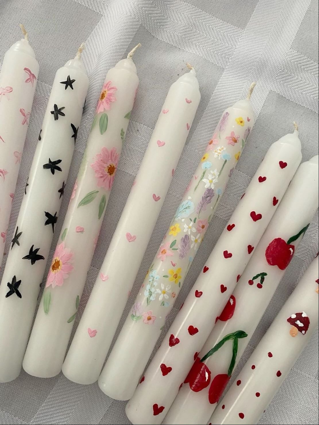 painted wax candles