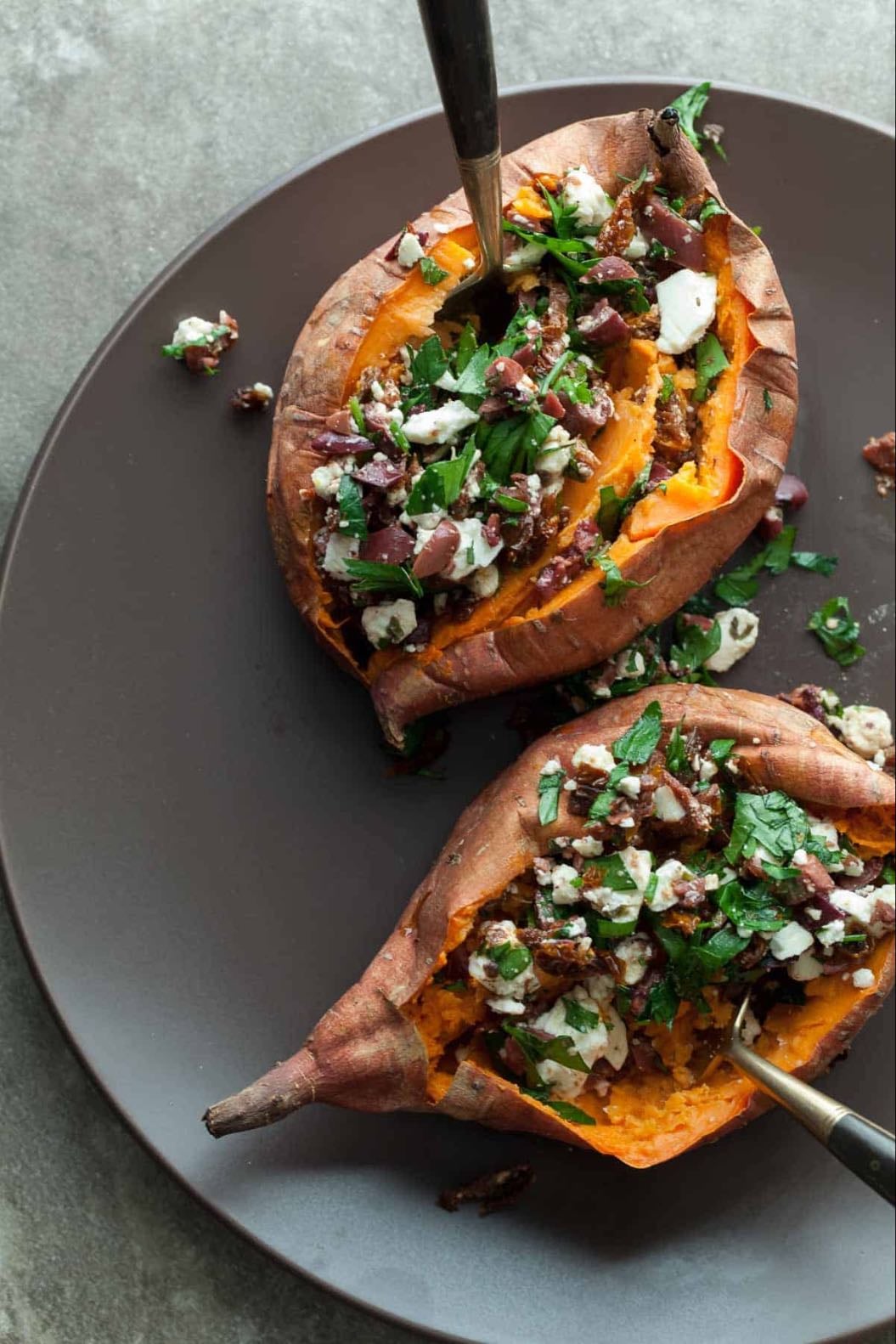 Baked stuffed sweet potato