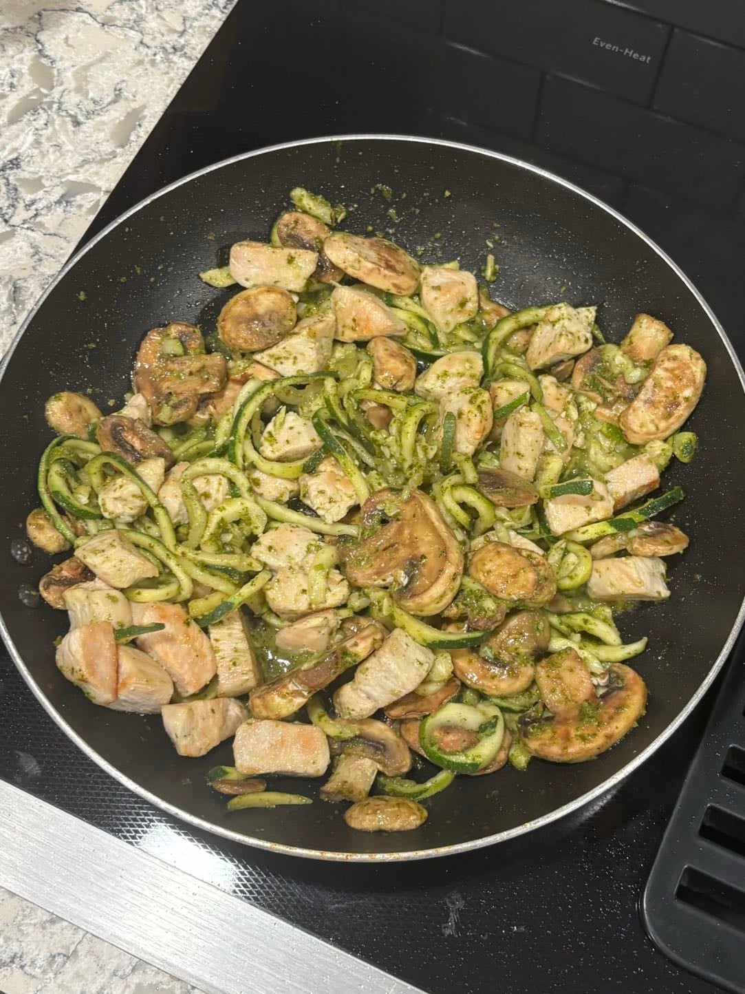Pesto Chicken & Mushroom Zoodles